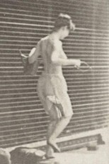 Woman Crossing Brook on Stepping-Stones with a Fishing Pole and a Can (1887)